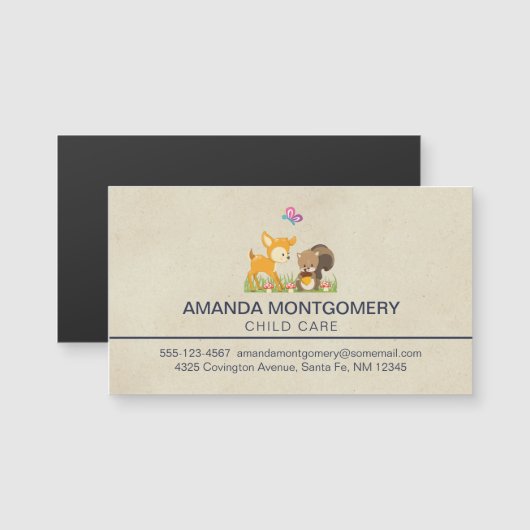 Cute Forest Animals Whimsical Cartoon (Voorkant / Achterkant)