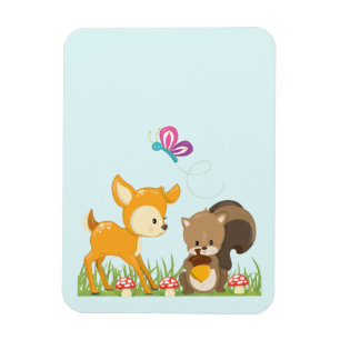 Cute Forest Animals Whimsical Cartoon Magneet