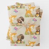 Cute Forest Animals Whimsical Cartoon Pattern Inpakpapier Vel (In situ)