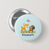 Cute Forest Animals Whimsical Cartoon Ronde Button 5,7 Cm (Voorkant /achterkant)