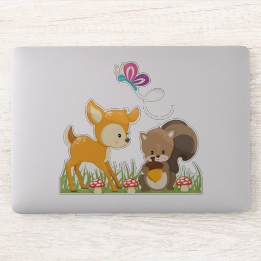 Cute Forest Animals Whimsical Cartoon Sticker (Computer)