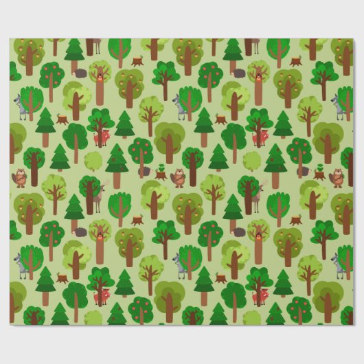Cute Forest Critters Cadeaupapier (Vlak)