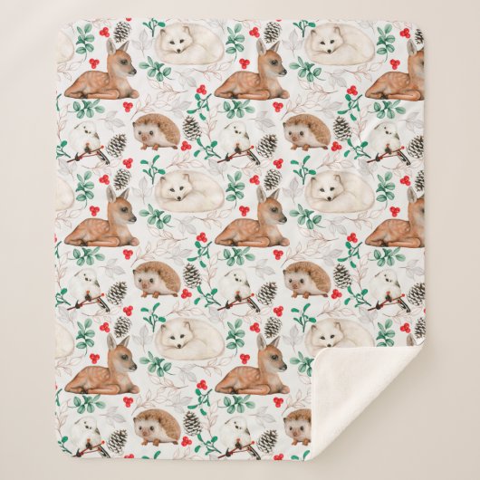 Cute Forest Critters Sherpa Blanket Deken (Voorkant)