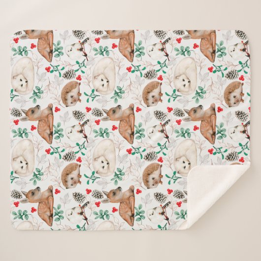 Cute Forest Critters Sherpa Blanket Sherpa Deken (Voorkant (horizontaal))