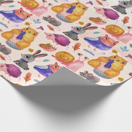Cute Forest Critters Wrapping Paper Cadeaupapier (Hoek)