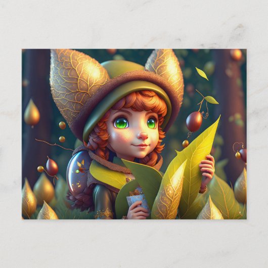 Cute Forest Elf, Carte postale pour le post-croise (Devant)