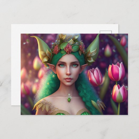 Cute Forest Elf, Carte postale pour le post-croise (Devant / Derrière)