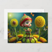 Cute Forest Elf, Carte postale pour le post-croise (Devant / Derrière)