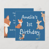 Cute Forest Friends Birthday Invitation  (Devant / Derrière)