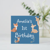 Cute Forest Friends Birthday Invitation  (Debout devant)