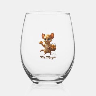 Cute Forest Mouse with Pies Wijnglas Zonder Voet