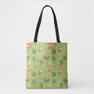 Cute Forest Woodland Animal Pattern Canvas tas