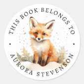 Cute forêt fox bibliothèque livre étiquette (Devant)