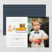 Cute Fork Lift Véhicule photo Invitation d'anniver (Devant / Derrière)