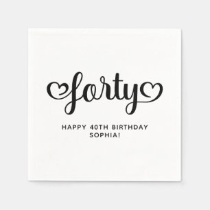 Cute Forty Hearts Script 40e Verjaardag Servet