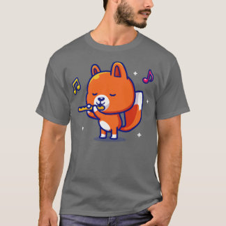 Cute Fox-afspeelflute Music T-shirt