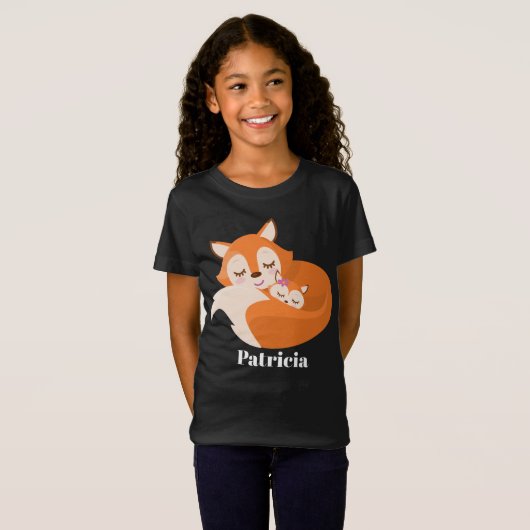 Cute Fox ajouter nom t-shirt (Devant entier)