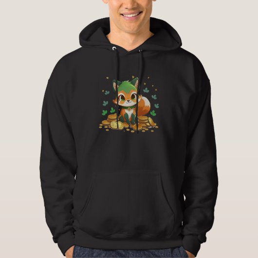 Cute Fox and Gold Coins St Patrick s Day Fox   1 Hoodie (Voorkant)