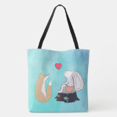 Cute Fox and Rabbit Woodland Creatures Tekening Tote Bag (Achterkant)