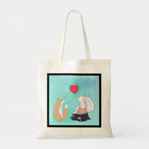 Cute Fox and Rabbit Woodland Creatures Tekening Tote Bag