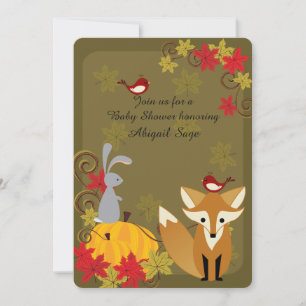 Cute Fox and Woodland Animal Herfst Baby shower Kaart
