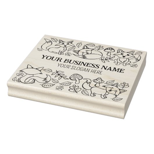 Cute Fox Autumn Pattern Custom Business, Large Rubberstempel (Stempel)
