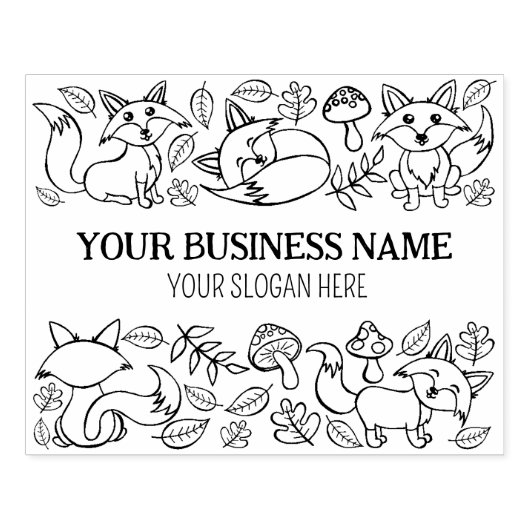 Cute Fox Autumn Pattern Custom Business, Large Rubberstempel (Afrduk)