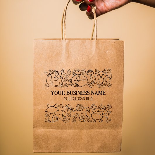 Cute Fox Autumn Pattern Custom Business, Large Rubberstempel