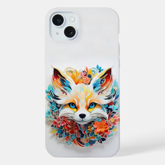 Cute Fox avec fleurs Papier Coupe (Verso)