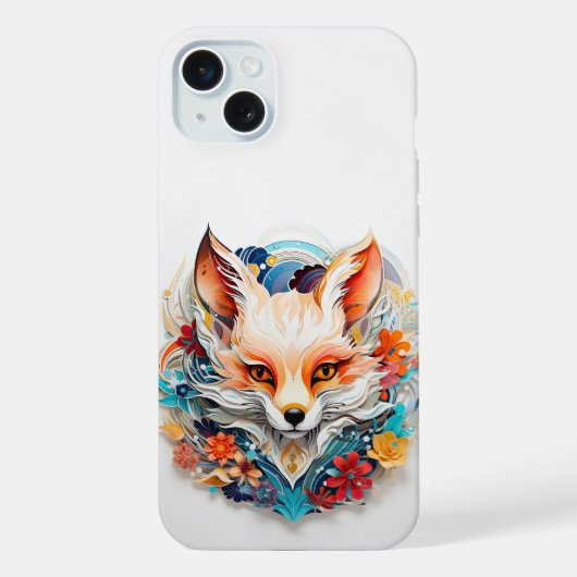 Cute Fox avec fleurs Papier Coupe (Verso)