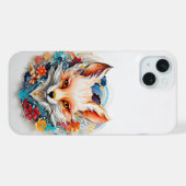 Cute Fox avec fleurs Papier Coupe (Verso Horizontal)