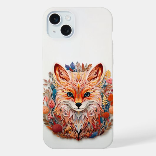 Cute Fox avec fleurs Papier Coupe (Verso)