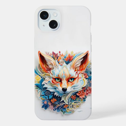 Cute Fox avec fleurs Papier Coupe (Verso)