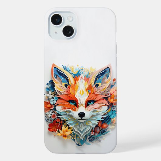 Cute Fox avec fleurs Papier Coupe (Verso)