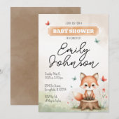 Cute fox baby shower invitation  kaart (Voorkant / Achterkant)