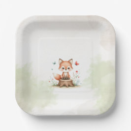 Cute fox baby shower  papieren bordje