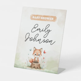 Cute fox baby shower  reclamebord met voetstuk