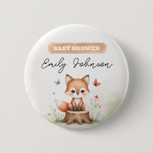 Cute fox baby shower  ronde button 5,7 cm (Voorkant)