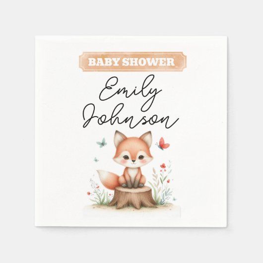 Cute fox baby shower  servet (Voorkant)