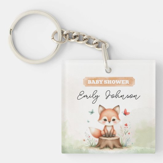 Cute fox baby shower  sleutelhanger (voorkant)