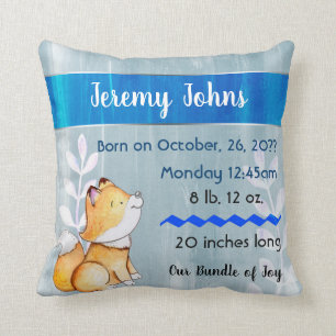 Cute Fox Baby Stats Birth Memory Pillow keepomwill Kussen