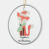 Cute Fox Baby's Kerstwinter Woodland Rustic Keramisch Ornament (Links)