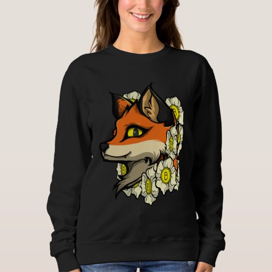 Cute Fox Bitcoin Idea Fox With Flowers Loves Bitc Trui (Voorkant)