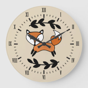 Cute Fox & Black Laurels Grote Klok