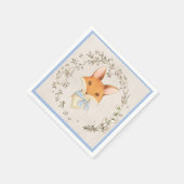 Cute Fox Blue Floral Boy Servet (Hoek)
