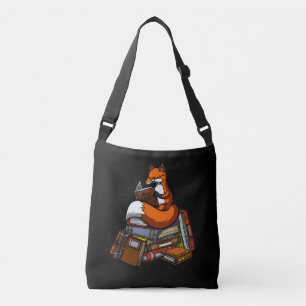 Cute Fox Book Reading Animal Crossbody Tas