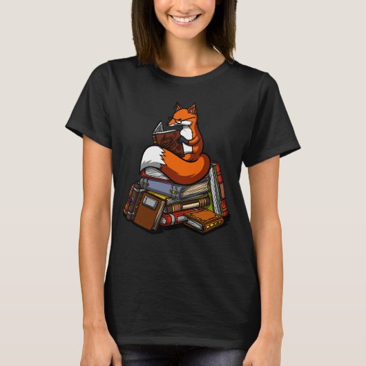 Cute Fox Book Reading Animal T-shirt (Voorkant)