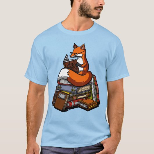 Cute Fox Book Reading Animal T-shirt (Voorkant)