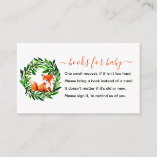 Cute Fox Books for Baby shower Enclosure Kaart