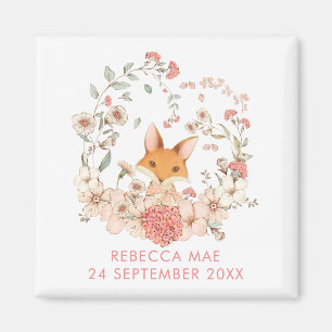 Cute Fox Botanicals Name Date Birth Girl Magneet